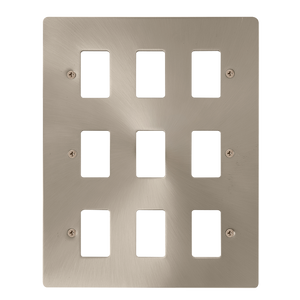 Click® Scolmore GridPro® FPBS20509 9 Gang GridPro® Frontplate - Brushed Stainless Brushed Stainless  Insert