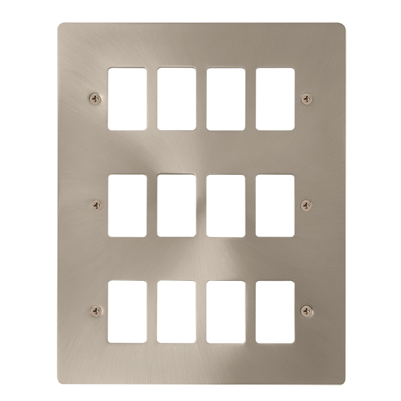 Click® Scolmore GridPro® FPBS20512 12 Gang GridPro® Frontplate - Brushed Stainless Brushed Stainless  Insert