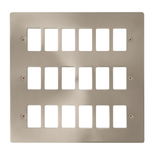 Click® Scolmore GridPro® FPBS20518 18 Gang GridPro® Frontplate - Brushed Stainless Brushed Stainless  Insert