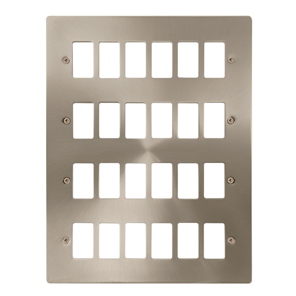 Click® Scolmore GridPro® FPBS20524 24 Gang GridPro® Frontplate - Brushed Stainless Brushed Stainless  Insert