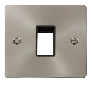 Click® Scolmore Define® FPBS401BK 1 Gang MiniGrid® Unfurnished Plate - 1 Aperture  Brushed Stainless Black Insert