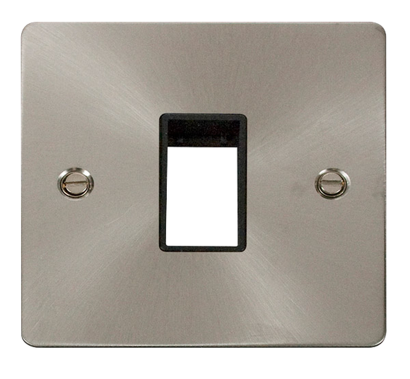 Click® Scolmore Define® FPBS401BK 1 Gang MiniGrid® Unfurnished Plate - 1 Aperture  Brushed Stainless Black Insert