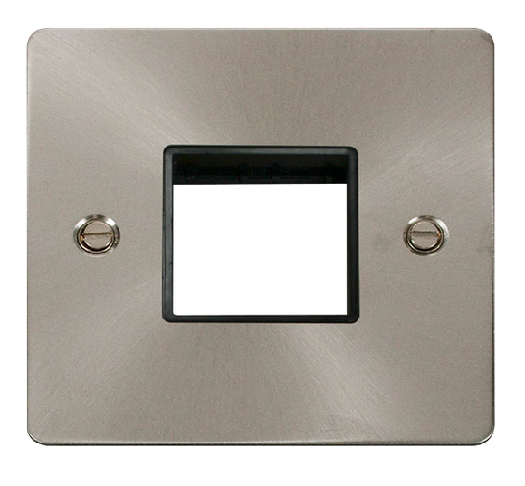 Click® Scolmore Define® FPBS402BK 1 Gang MiniGrid® Unfurnished Plate - 2 Apertures Brushed Stainless Black Insert