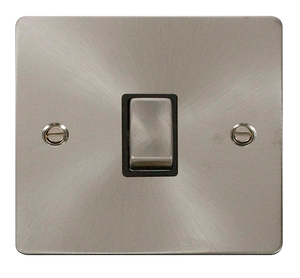 Click® Scolmore Define® FPBS722BK 20A Ingot DP Switch  Brushed Stainless Black Insert