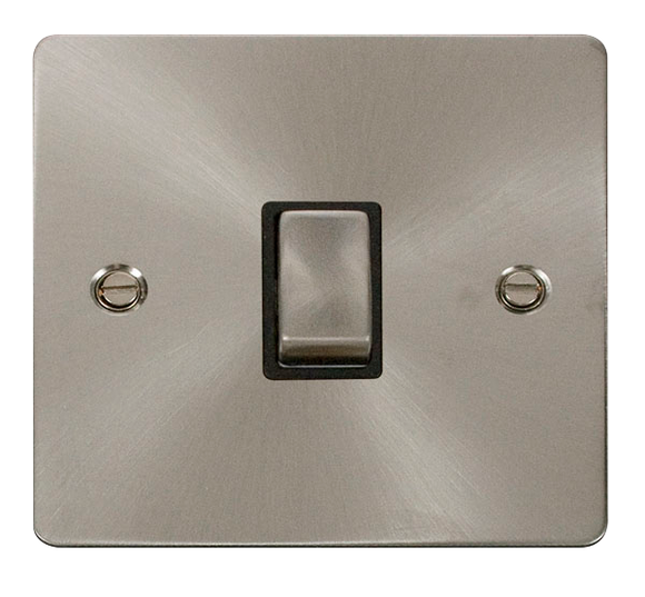 Click® Scolmore Define® FPBS722BK 20A Ingot DP Switch  Brushed Stainless Black Insert