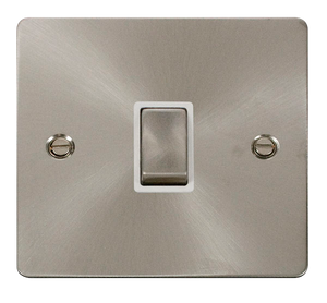 Click® Scolmore Define® FPBS722WH 20A Ingot DP Switch  Brushed Stainless White Insert