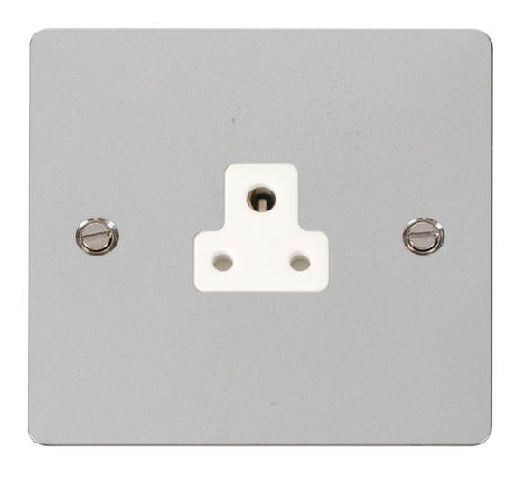 Click® Scolmore Define® FPCH039WH 2A Round Pin Socket Polished Chrome White Insert