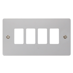 Click® Scolmore GridPro® FPCH20404 4 Gang GridPro® Frontplate - Polished Chrome Polished Chrome  Insert