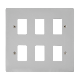 Click® Scolmore GridPro® FPCH20506 6 Gang GridPro® Frontplate - Polished Chrome Polished Chrome  Insert