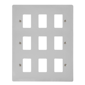 Click® Scolmore GridPro® FPCH20509 9 Gang GridPro® Frontplate - Polished Chrome Polished Chrome  Insert