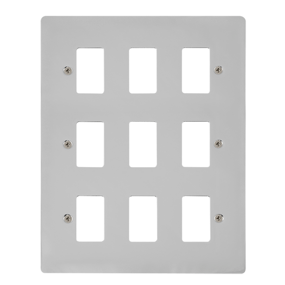 Click® Scolmore GridPro® FPCH20509 9 Gang GridPro® Frontplate - Polished Chrome Polished Chrome  Insert