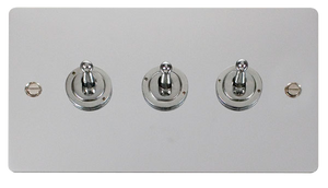 Click® Scolmore Define® FPCH423 10AX 3 Gang 2 Way Toggle Switch Polished Chrome  Insert