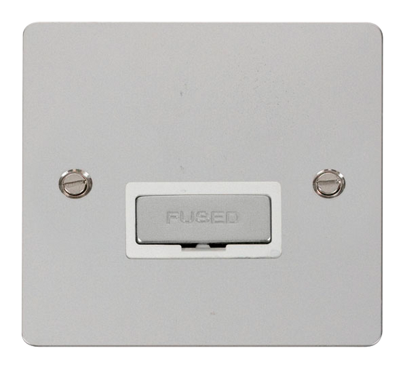 Click® Scolmore Define® FPCH750WH 13A Ingot Fused Connection Unit Polished Chrome White Insert