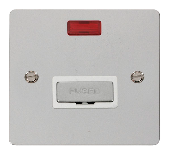 Click® Scolmore Define® FPCH753WH 13A Ingot Fused Connection Unit With Neon Polished Chrome White Insert