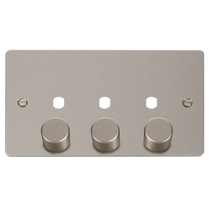 Click® Scolmore Define® FPPN153PL 3 Gang Dimmer Plate & Knobs (1200W Max) - 3 Apertures Pearl Nickel  Insert