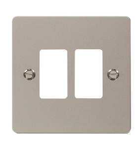 Click® Scolmore GridPro® FPPN20402 2 Gang GridPro® Frontplate - Pearl Nickel Pearl Nickel  Insert