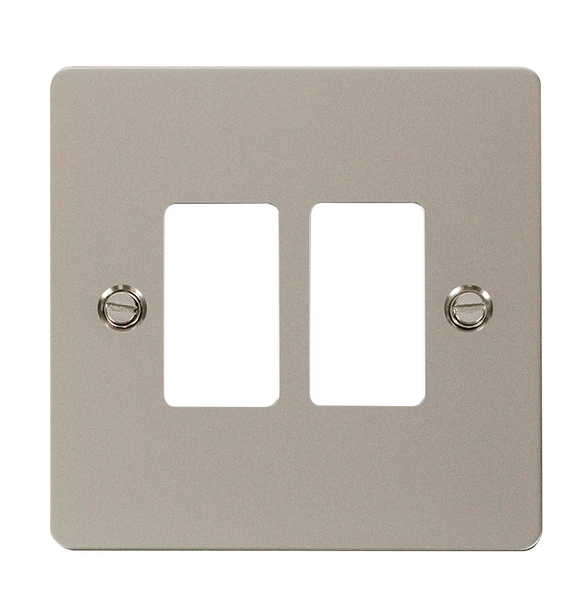 Click® Scolmore GridPro® FPPN20402 2 Gang GridPro® Frontplate - Pearl Nickel Pearl Nickel  Insert