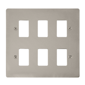 Click® Scolmore GridPro® FPPN20506 6 Gang GridPro® Frontplate - Pearl Nickel Pearl Nickel  Insert