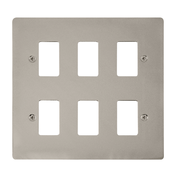 Click® Scolmore GridPro® FPPN20506 6 Gang GridPro® Frontplate - Pearl Nickel Pearl Nickel  Insert