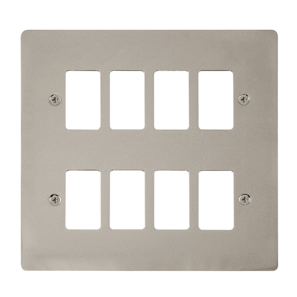 Click® Scolmore GridPro® FPPN20508 8 Gang GridPro® Frontplate - Pearl Nickel Pearl Nickel  Insert