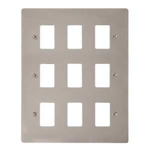 Click® Scolmore GridPro® FPPN20509 9 Gang GridPro® Frontplate - Pearl Nickel Pearl Nickel  Insert