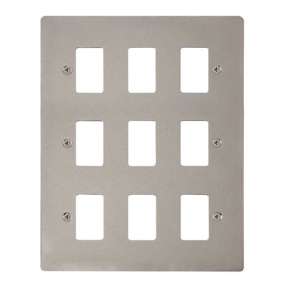 Click® Scolmore GridPro® FPPN20509 9 Gang GridPro® Frontplate - Pearl Nickel Pearl Nickel  Insert