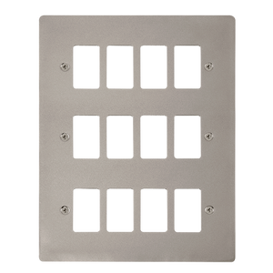 Click® Scolmore GridPro® FPPN20512 12 Gang GridPro® Frontplate - Pearl Nickel Pearl Nickel  Insert