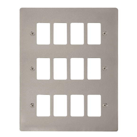 Click® Scolmore GridPro® FPPN20512 12 Gang GridPro® Frontplate - Pearl Nickel Pearl Nickel  Insert