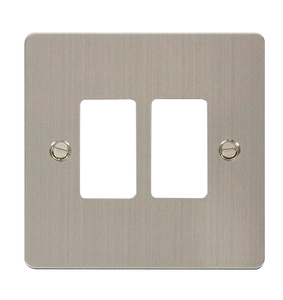 Click® Scolmore GridPro® FPSS20402 2 Gang GridPro® Frontplate - Stainless Steel Stainless Steel  Insert