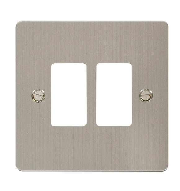 Click® Scolmore GridPro® FPSS20402 2 Gang GridPro® Frontplate - Stainless Steel Stainless Steel  Insert