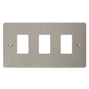 Click® Scolmore GridPro® FPSS20403 3 Gang GridPro® Frontplate - Stainless Steel Stainless Steel  Insert