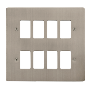 Click® Scolmore GridPro® FPSS20508 8 Gang GridPro® Frontplate - Stainless Steel Stainless Steel  Insert