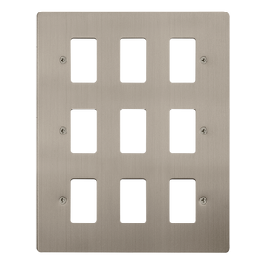 Click® Scolmore GridPro® FPSS20509 9 Gang GridPro® Frontplate - Stainless Steel Stainless Steel  Insert