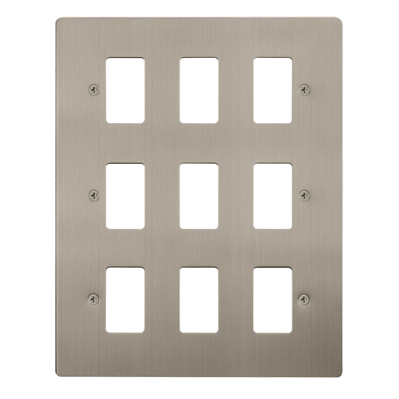 Click® Scolmore GridPro® FPSS20509 9 Gang GridPro® Frontplate - Stainless Steel Stainless Steel  Insert