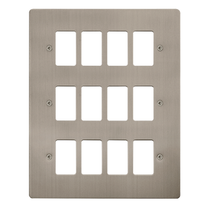 Click® Scolmore GridPro® FPSS20512 12 Gang GridPro® Frontplate - Stainless Steel Stainless Steel  Insert