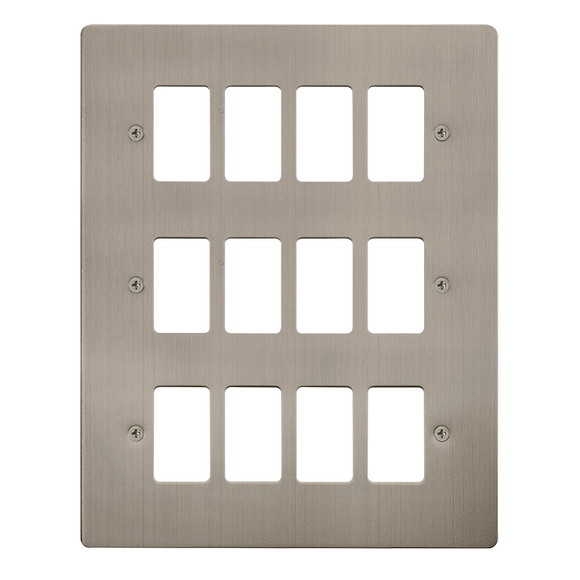 Click® Scolmore GridPro® FPSS20512 12 Gang GridPro® Frontplate - Stainless Steel Stainless Steel  Insert