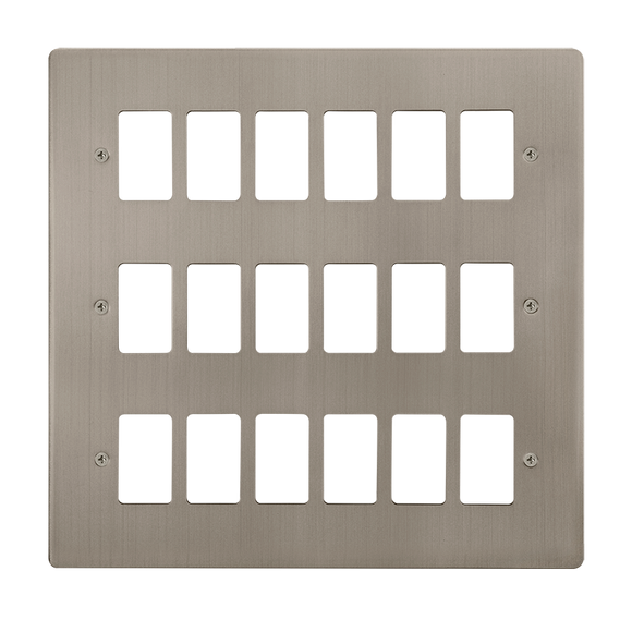 Click® Scolmore GridPro® FPSS20518 18 Gang GridPro® Frontplate - Stainless Steel Stainless Steel  Insert