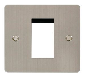 Click® Scolmore Define® FPSS310 1 Gang New Media™ Unfurnished Plate - 1 Aperture  Stainless Steel  Insert