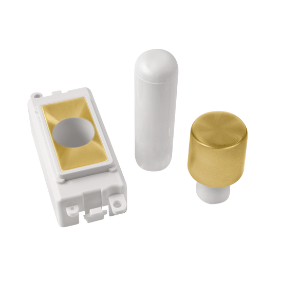 Click® Scolmore GridPro® GM050PWSB 1 Module Dimmer Mounting Kit - White - Satin Brass Satin Brass Polar White Insert