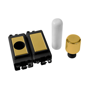 Click® Scolmore GridPro® GM150BKBR 2 Module Dimmer Mounting Kit - Black - Polished Brass Polished Brass Black Insert