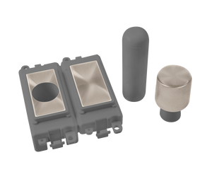 Click® Scolmore GridPro® GM150GYBS 2 Module Dimmer Mounting Kit - Grey - Brushed Stainless Brushed Stainless Grey Insert