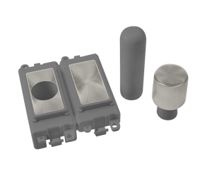 Click® Scolmore GridPro® GM150GYSC 2 Module Dimmer Mounting Kit - Grey - Satin Chrome Satin Chrome Grey Insert