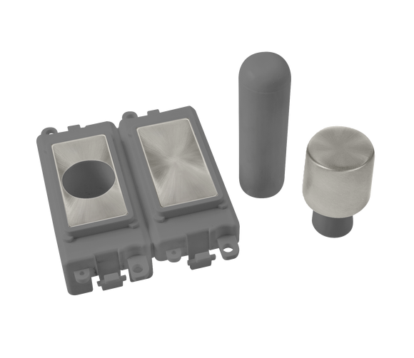 Click® Scolmore GridPro® GM150GYSC 2 Module Dimmer Mounting Kit - Grey - Satin Chrome Satin Chrome Grey Insert