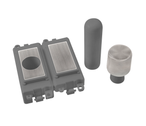 Click® Scolmore GridPro® GM150GYSS 2 Module Dimmer Mounting Kit - Grey - Stainless Steel Stainless Steel Grey Insert