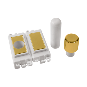 Click® Scolmore GridPro® GM150PWBR 2 Module Dimmer Mounting Kit - White - Polished Brass Polished Brass Polar White Insert