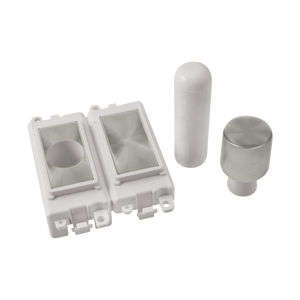 Click® Scolmore GridPro® GM150PWSC 2 Module Dimmer Mounting Kit - White - Satin Chrome Satin Chrome Polar White Insert