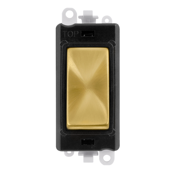 Click® Scolmore GridPro® GM2001BKSB 20AX 1 Way Switch Module - Black - Satin Brass Satin Brass Black Insert