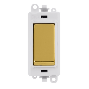 Click® Scolmore GridPro® GM2001PWBR 20AX 1 Way Switch Module - White - Polished Brass Polished Brass Polar White Insert