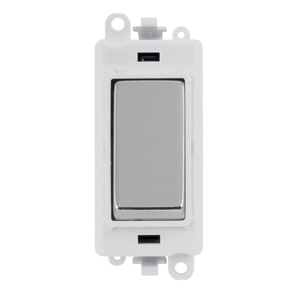 Click® Scolmore GridPro® GM2001PWCH 20AX 1 Way Switch Module - White - Polished Chrome Polished Chrome Polar White Insert