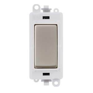 Click® Scolmore GridPro® GM2001PWPN 20AX 1 Way Switch Module - White - Pearl Nickel Pearl Nickel Polar White Insert